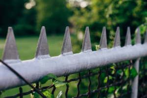 Sharp spikes on fence