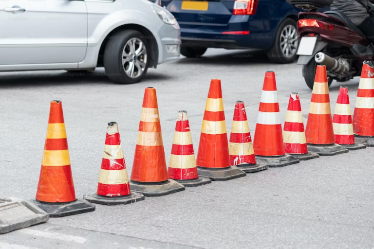 caution cones cars motorcycle small and large caution cones