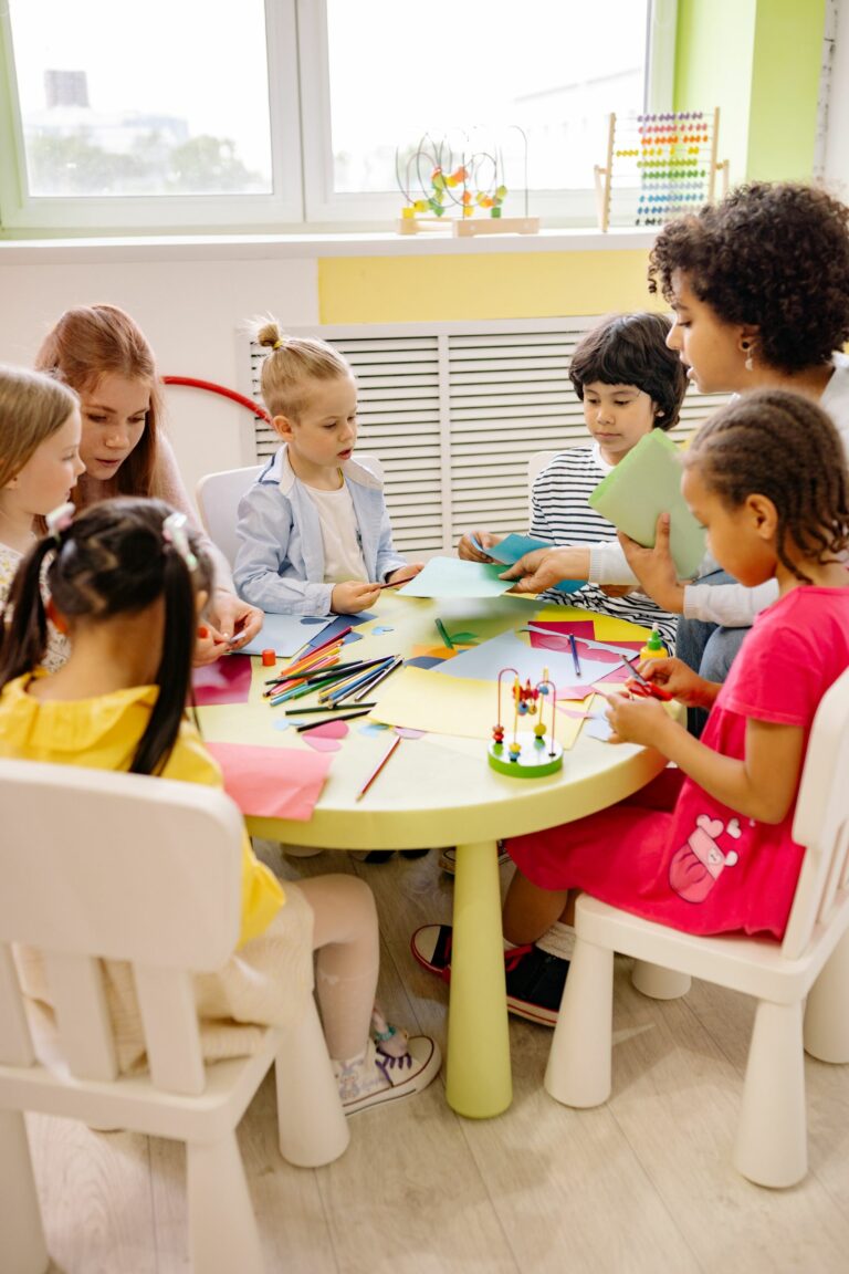 kids in school around table